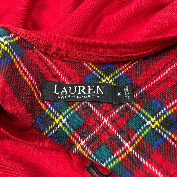 Lauren Ralph Lauren Red Long Sleeve Womens Top With Plaid RLL Logo Size XL - Picture 4 of 10